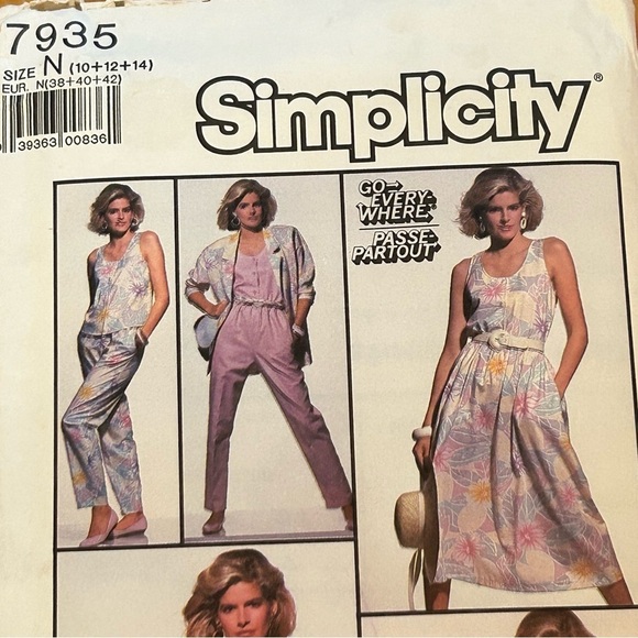 Vintage 1987 Simplicity 7935 Miami Vice Resortwear Top Shorts Skirt Jacket - Picture 3 of 7